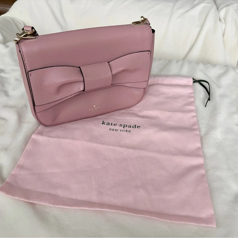 Kate Spade New York Pink Bow Crossbody Bag Burgundy Interior